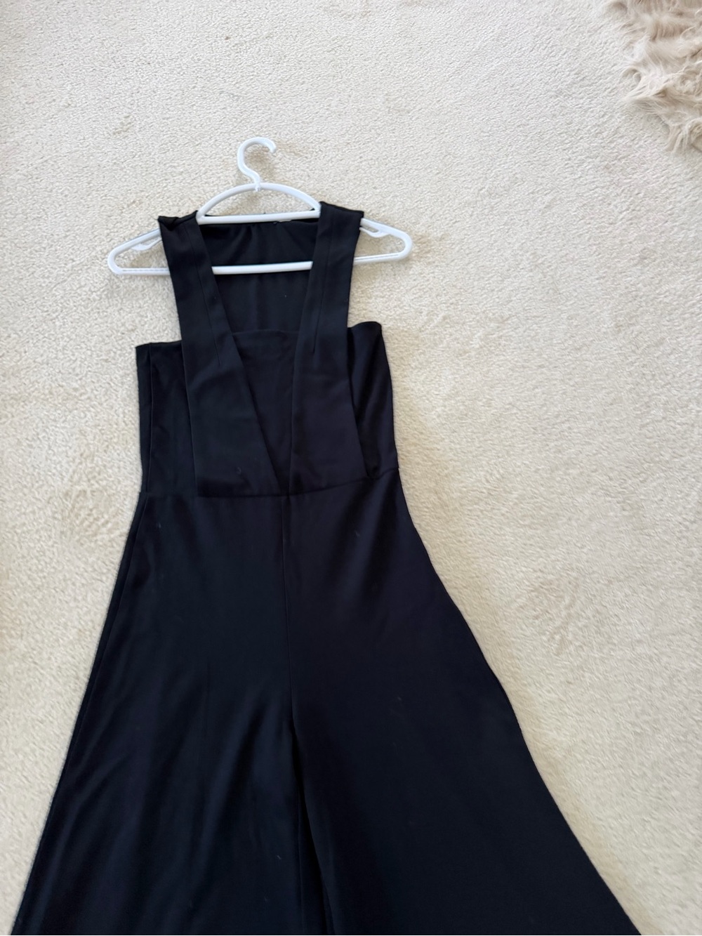 Marcella  Black Wide-Leg Jumpsuit with V-Neck Straps